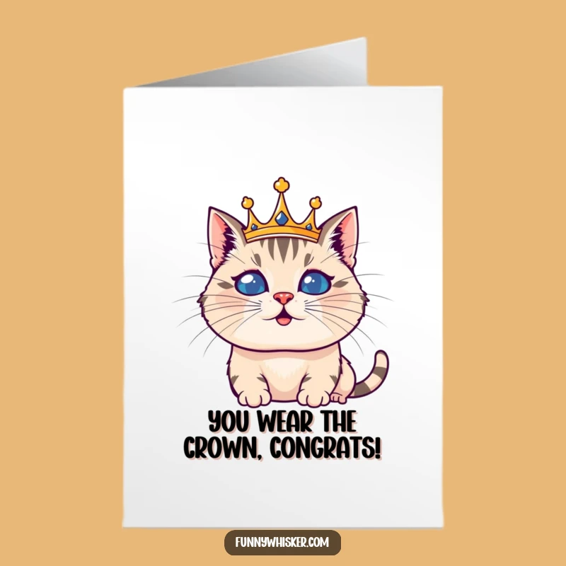 Free Printable Congrats Card: Silly Whiskered Cat Crown, Funny Downloadable Gift for Any Occasion