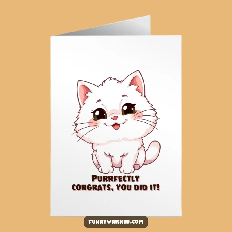 Free Printable Whiskers Cat Congratulations Card: Joyful Feline Downloadable Greeting