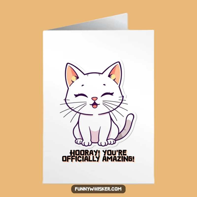 Free Printable Congrats Card: Dynamic Cat Silhouette, Funny Downloadable for Success!