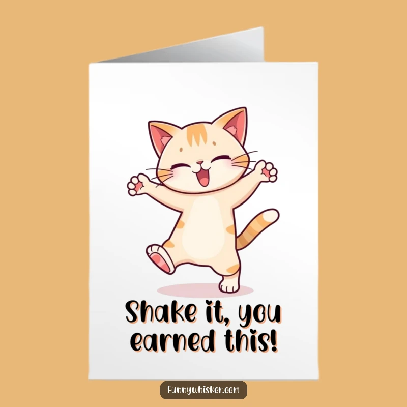 Free Printable Dancing Cat Congrats Card: Silly Feline Downloadable Greeting