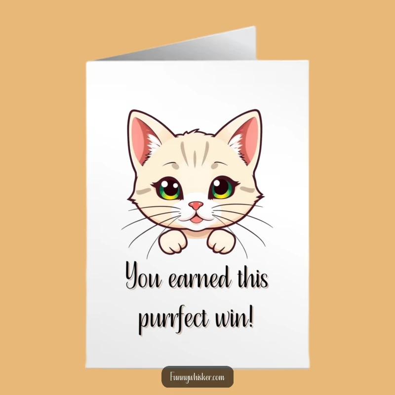 Free Printable Whimsical Cat Congratulations Card: Feathery Whiskers Cheers Downloadable Gift