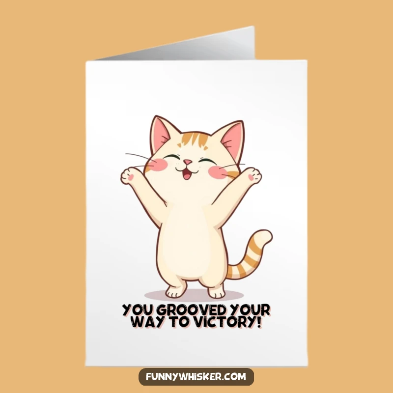 Free Printable Dancing Cat Card: Silly Whiskers Congratulate