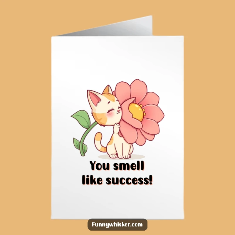 Free Printable Sniffing Cat Congrats Card: Dramatic Feline Downloadable Greeting