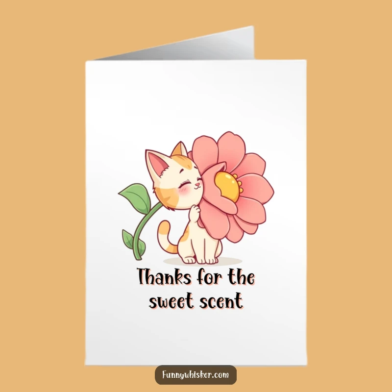 Free Printable Sniffing Cat Thank You Card: Dramatic Feline Downloadable Gratitude