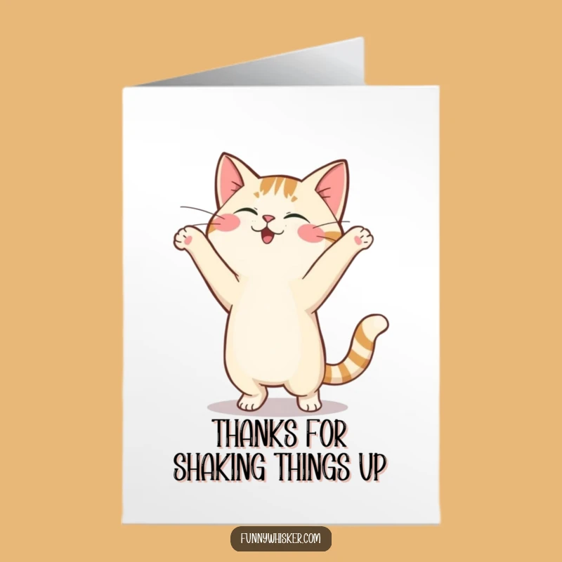Free Printable Thank You Card: Dancing Cat's Bouncing Whiskers