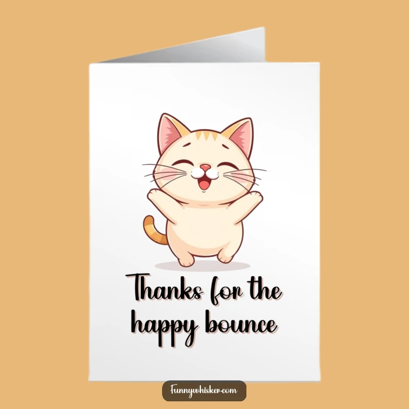 Free Printable Thank You Card: Funny Bouncing Cat, Big Whiskers Downloadable