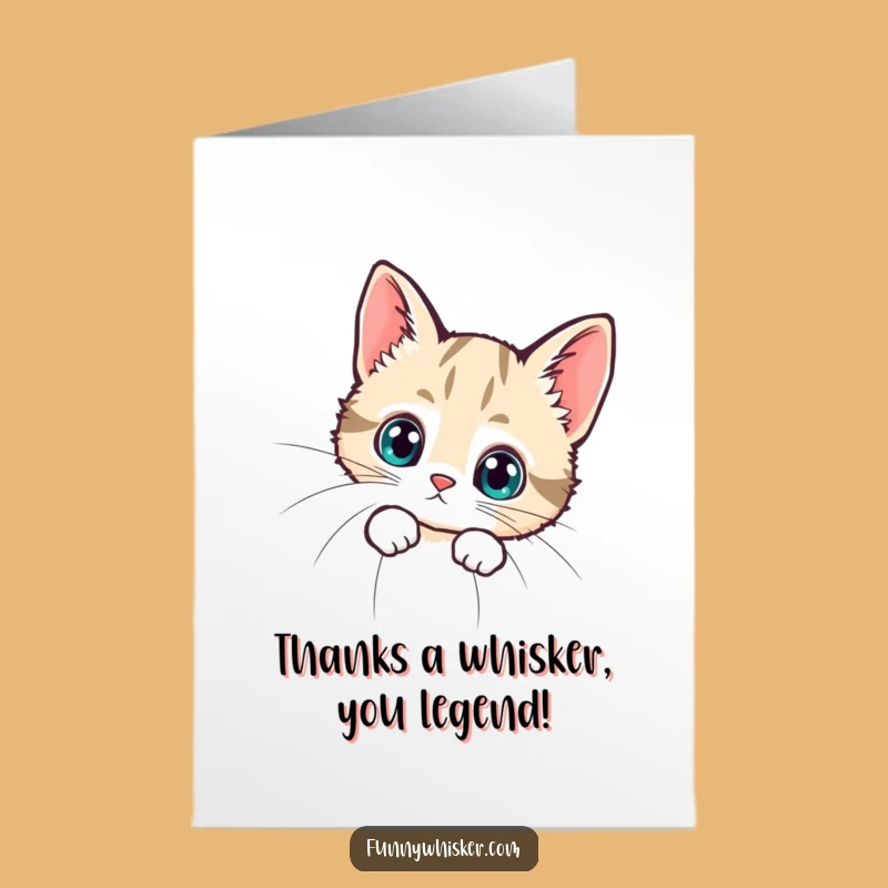 Free Printable Thank You Card: Grateful Kitty And Giant Whisker - Funny Downloadable