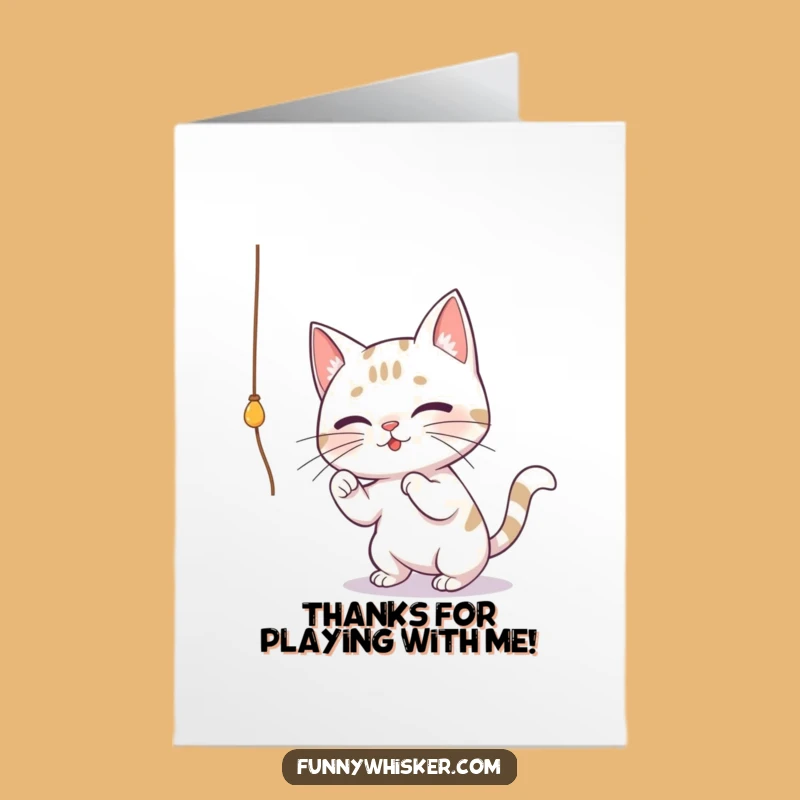 Free Printable Thank You Card: Whiskered Cat String Play, Funny Downloadable Gift