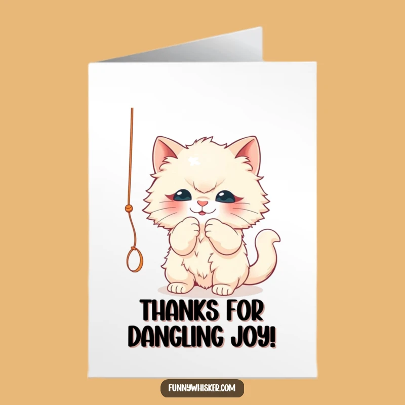 Funny Free Printable Thank You Card: Fluffy Cat & String, Thoughtful Downloadable Appreciation Gift