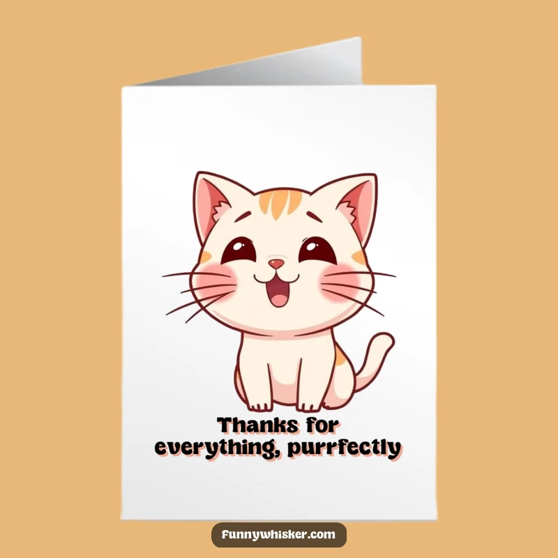 Thank You Free Printable Card: Excited Cat's Whisker Gratitude Downloadable