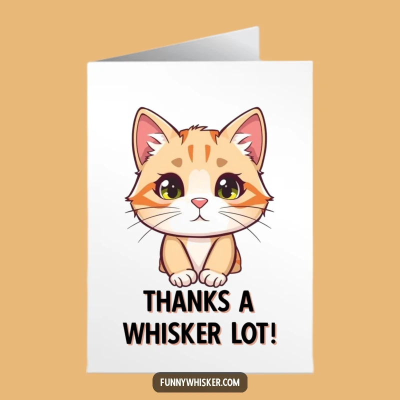 Free Printable Thank You Card: Curious Cat Whisker Peek Funny Downloadable Gift