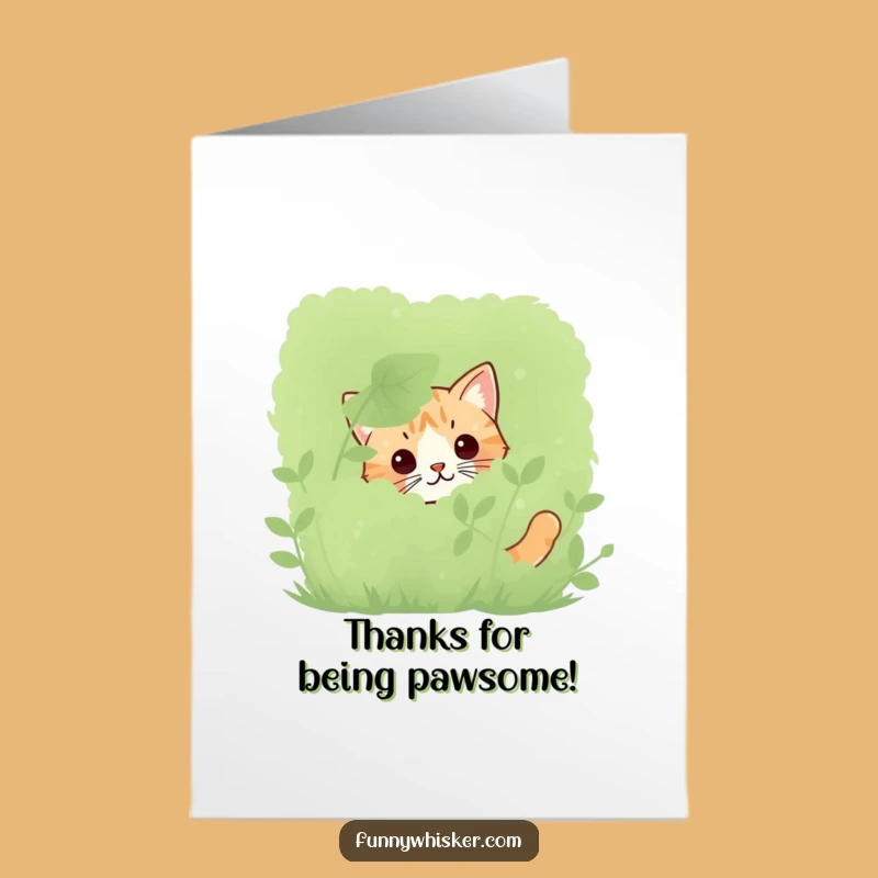 Free Printable Thank You Card: Cat's Peek - Subtle Funny Downloadable Gift of Gratitude