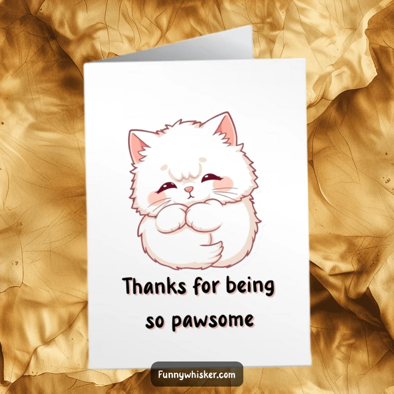 Funny Free Printable Thank You Card: Fluffy cat napping, whiskers like a halo, expressing thanks, downloadable art.
