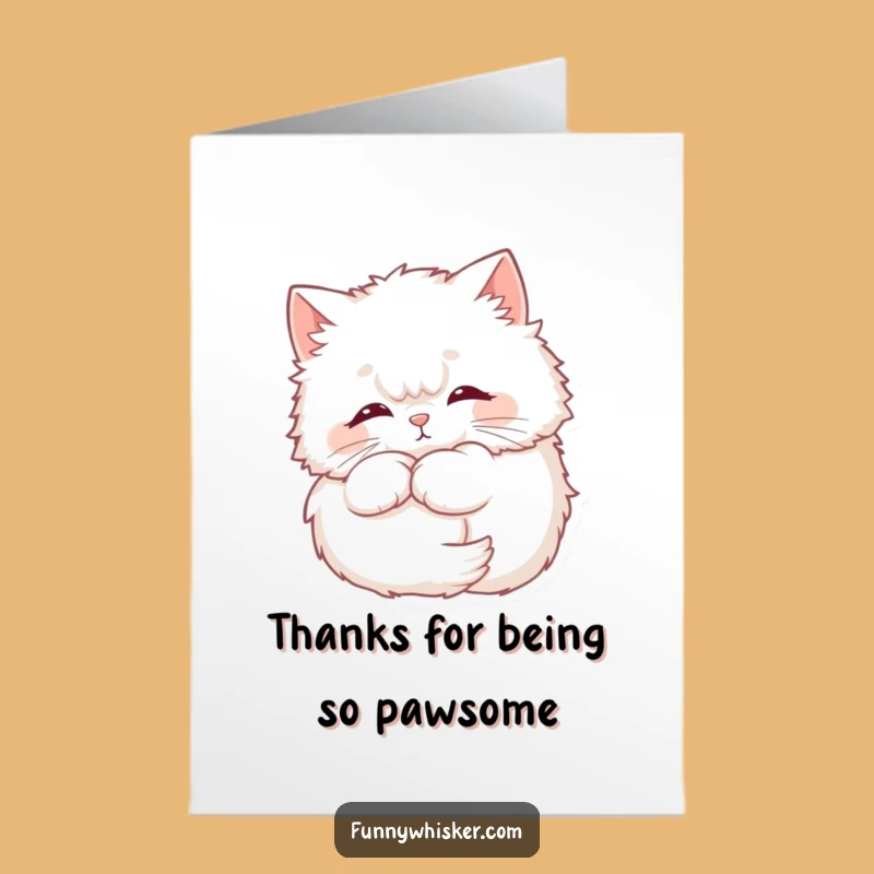 Free Printable Thank You Card: Fluffy Cat Whiskers Halo - Funny Downloadable Appreciation