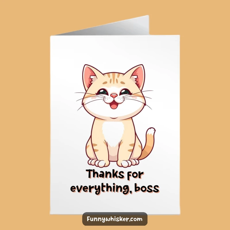 Free Printable Thank You Card: Proud Cat Pose, Twitching Whisker Downloadable Gift