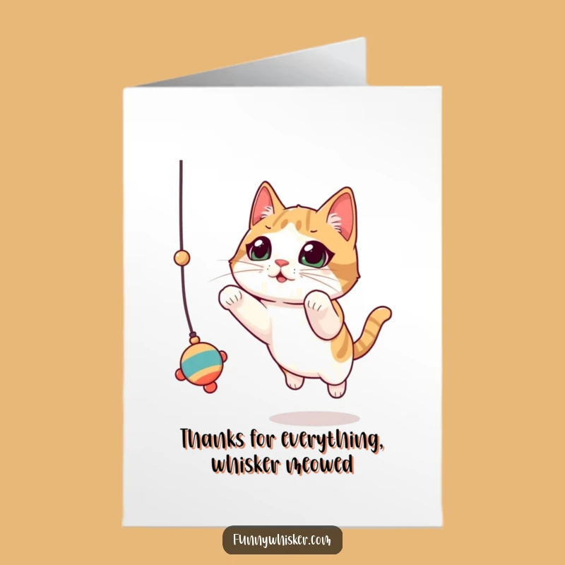 Free Printable Thank You Card: Leaping Cat Whiskers Joy - Funny Downloadable Gift