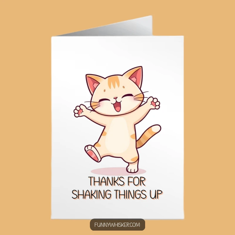 Free Printable Dancing Cat Thank You Card: Silly Feline Downloadable Gratitude
