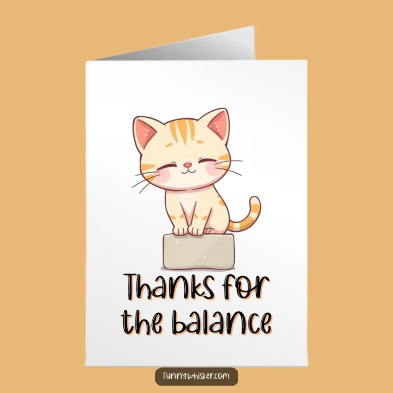 Free Printable Thank You Card: Cat Balances on Ledge - Funny Downloadable