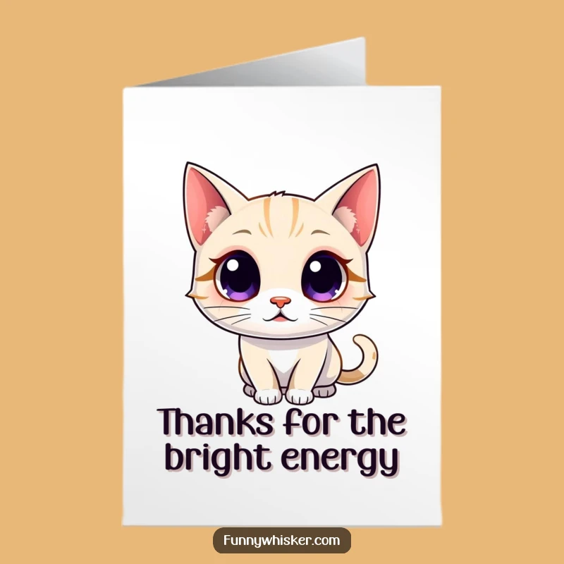 Free Printable Thank You Card: Glowing Whiskers Cat's Thanks