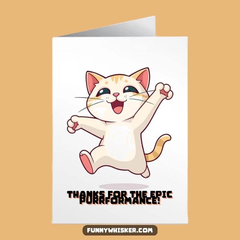 Downloadable Thank You Card: Free Printable Jumping Cat for a Whimsical Gift