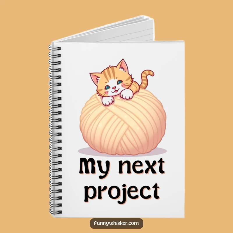 Funny Pouncing Cat Notebook - Journal for Yarn Lovers, Gift Idea