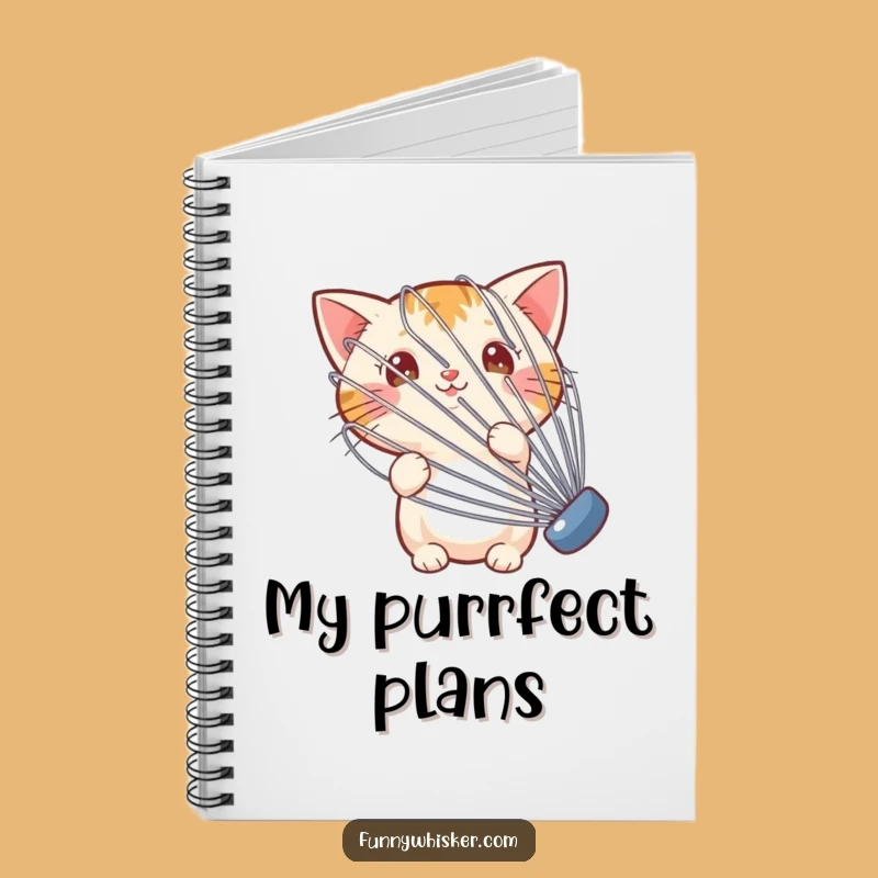 Funny Whisk Cat Notebook - Adorable Feline Journal for Jotting Down Ideas