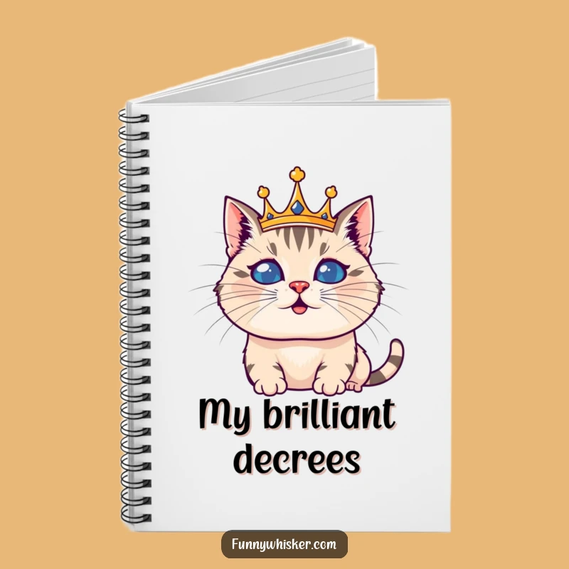 Funny Whiskered Royal Cat Notebook: Silly Crown Journal, Perfect Funny Gift
