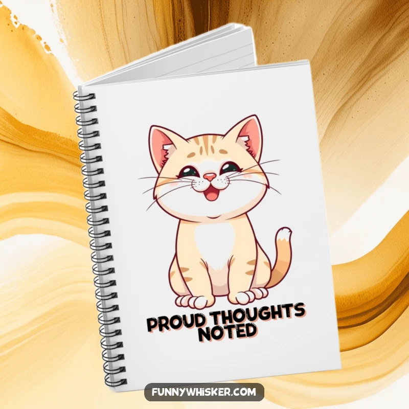Funny notebook featuring a proud cat striking a pose with playfully twitching whiskers, ideal for jotting down ideas and confident thoughts.