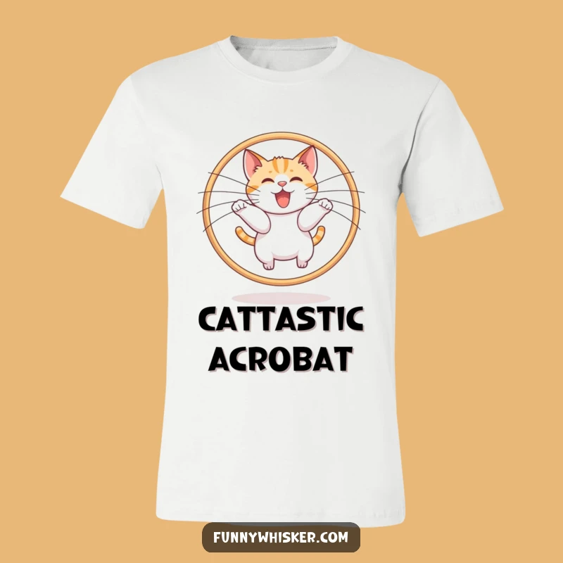 Funny Cat Hoop T-Shirt: Acrobatic Whiskers Leap Tee Gift