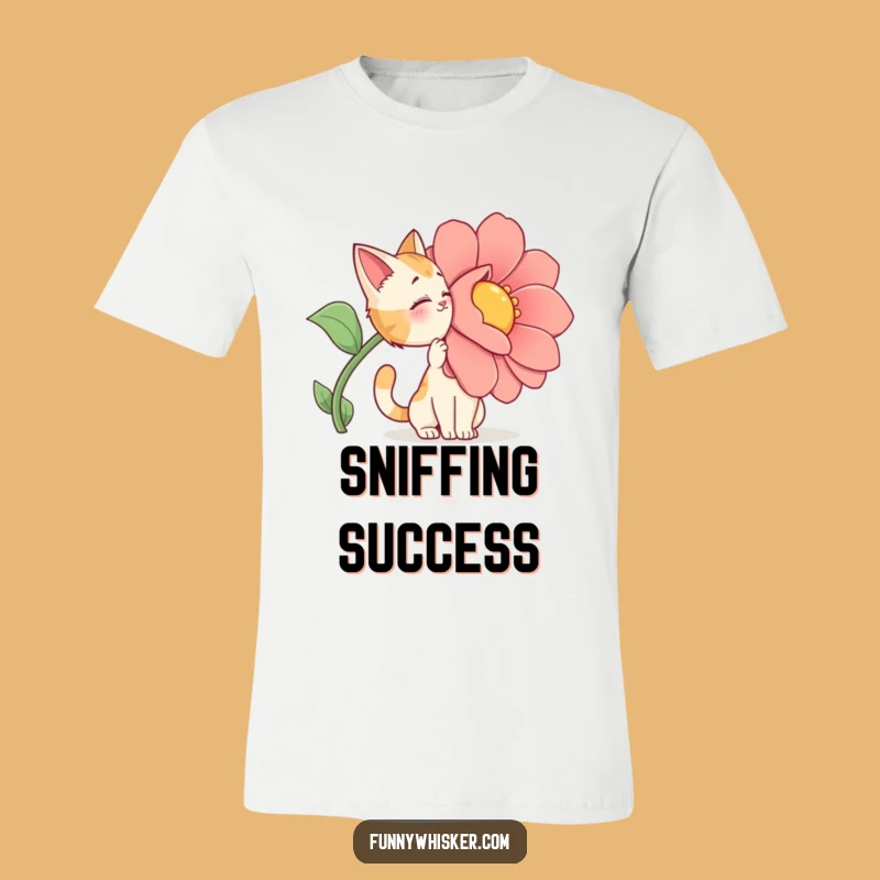 Funny Cat Flower T-Shirt: Dramatic Sniff - Comical Gift!