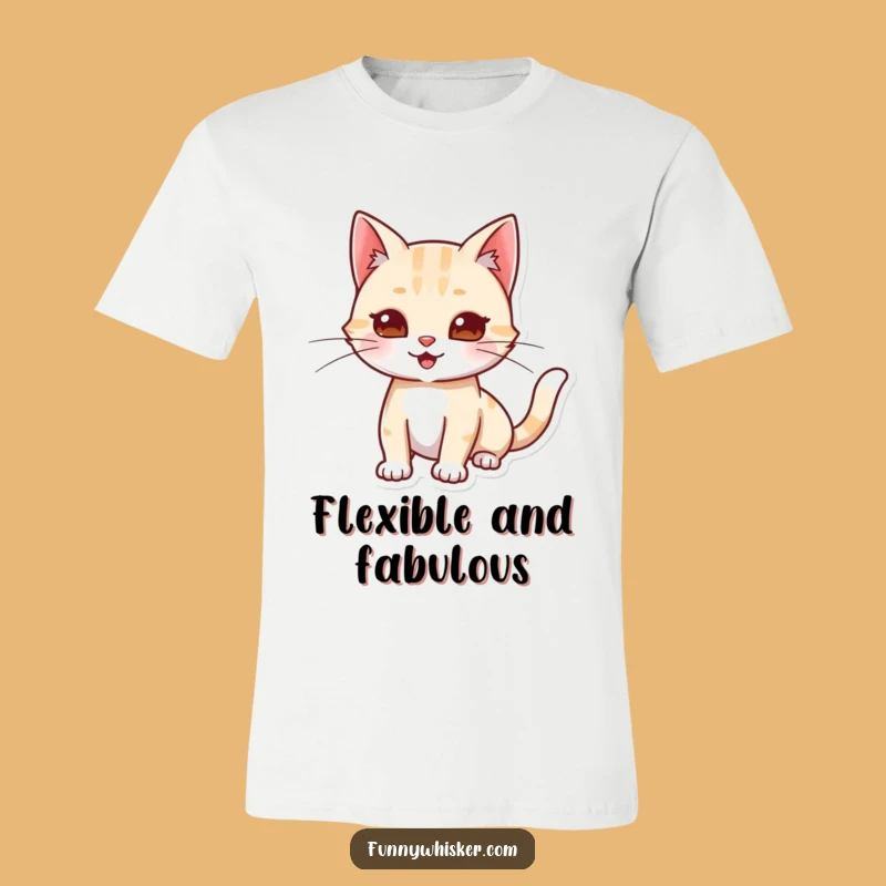 Funny Cat Stretching T-Shirt: Playful Whiskers Tee Gift for Relaxed Felines