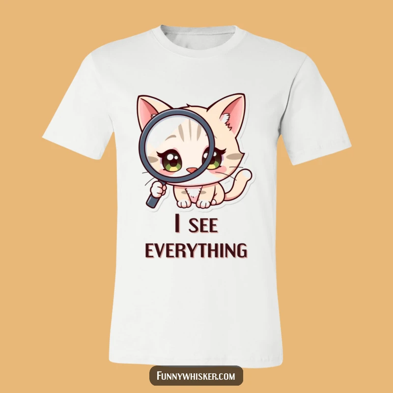 Funny Curious Cat T-Shirt: Magnifying Your Fun - Great Gift!