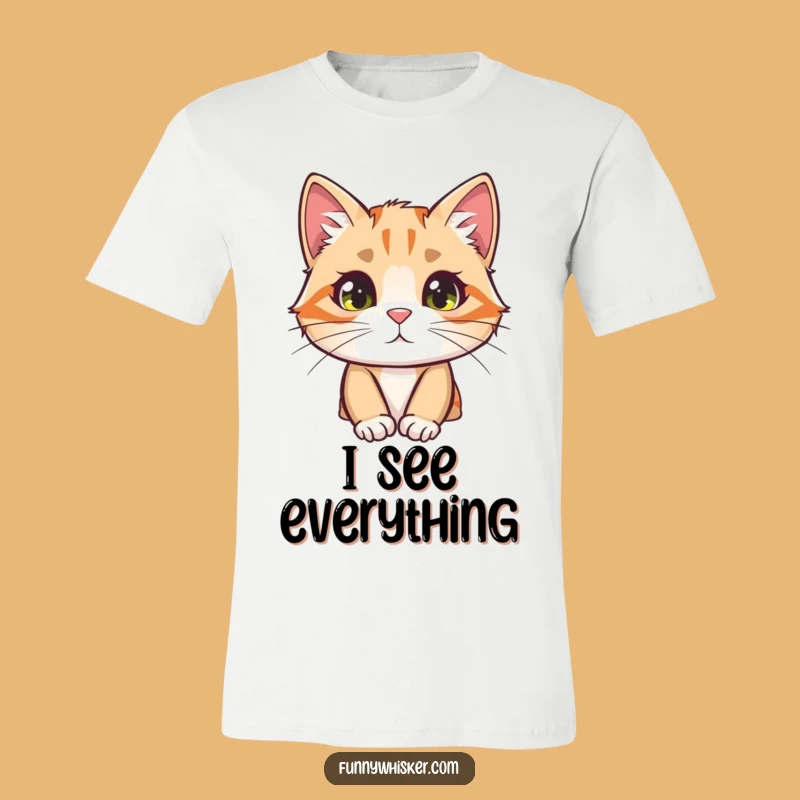 Funny Curious Cat T-Shirt - Peek-a-Boo Whisker Tee, Hilarious Gift