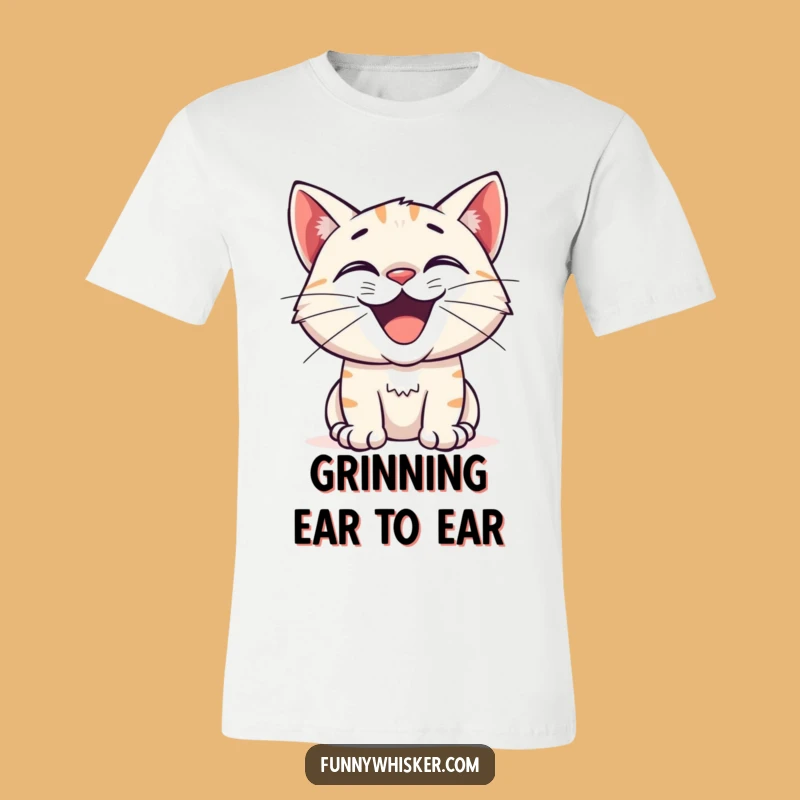 Funny Excited Cat Grin T-Shirt - Curious & Joyful Cat Lover Tee