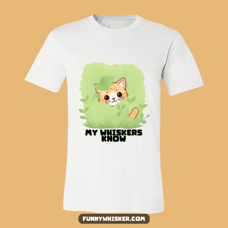 Funny Peeking Cat Whiskers T-Shirt: Stealthy Feline Mystery Apparel Gift