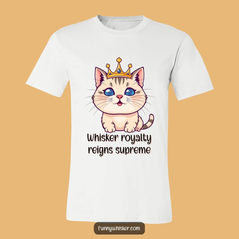 Funny Royal Whiskered Cat T-Shirt: Silly Feline Crown Tee, Great Funny Gift