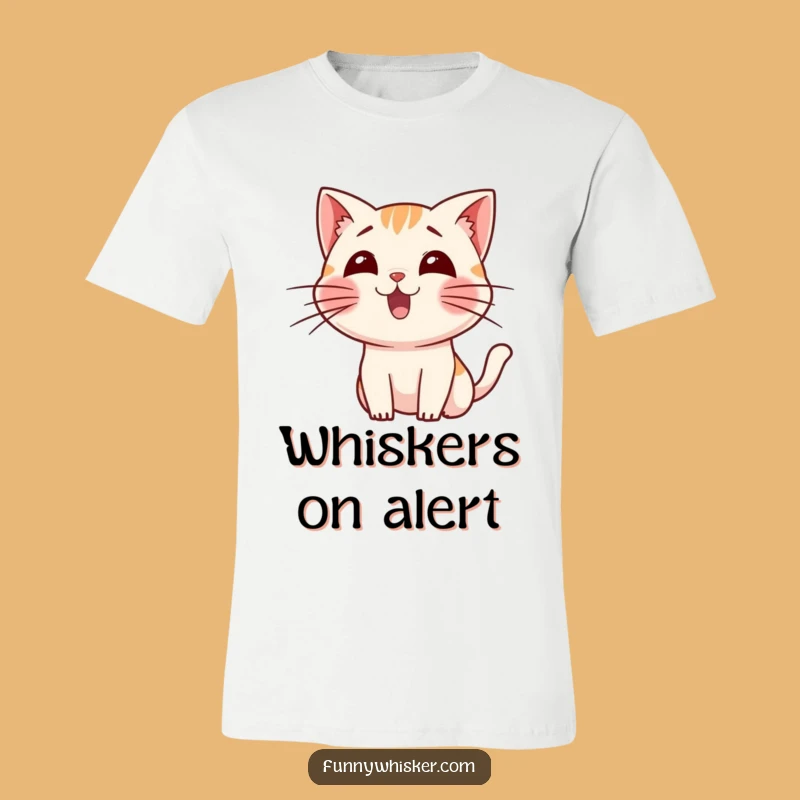 Funny Cat Whiskers T-Shirt: Excited Feline Wiggle Tee Gift for Cat Fans