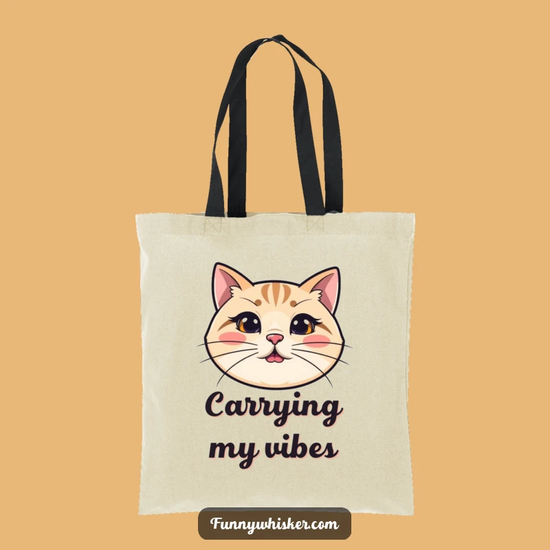 Funny Cat Tote Bag: Long Wiggly Whiskers - Your Comical Carry-All Gift
