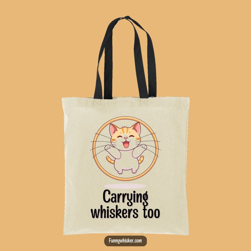 Funny Cat Hoop Tote Bag: Whiskers Leap Carryall Gift