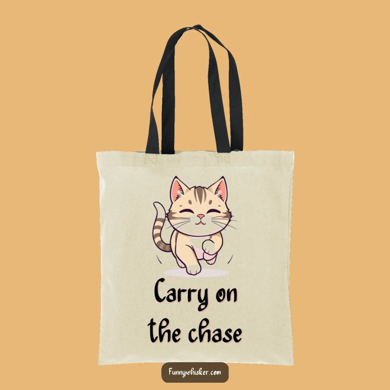 Funny Cat Tail Chase Tote Bag: Focused Whiskers Carryall, Perfect Funny Gift