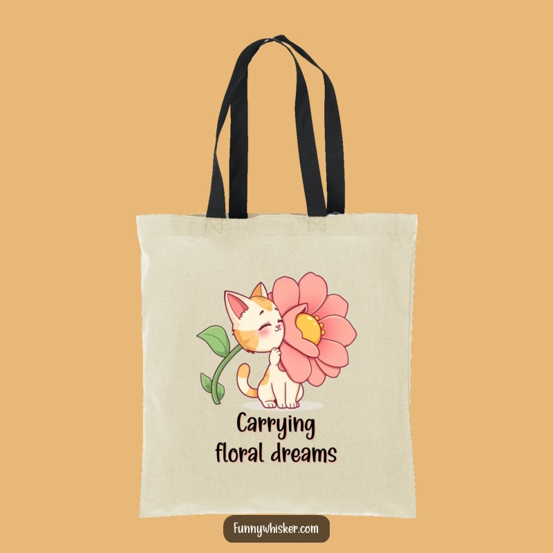 Funny Cat Tote Bag: Carry Floral Drama - Practical Gift!