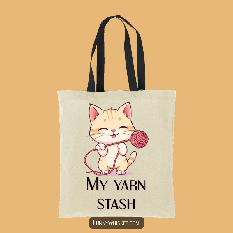 Funny Cat Tote Bag: Yarn Batting Style - Practical Gift!