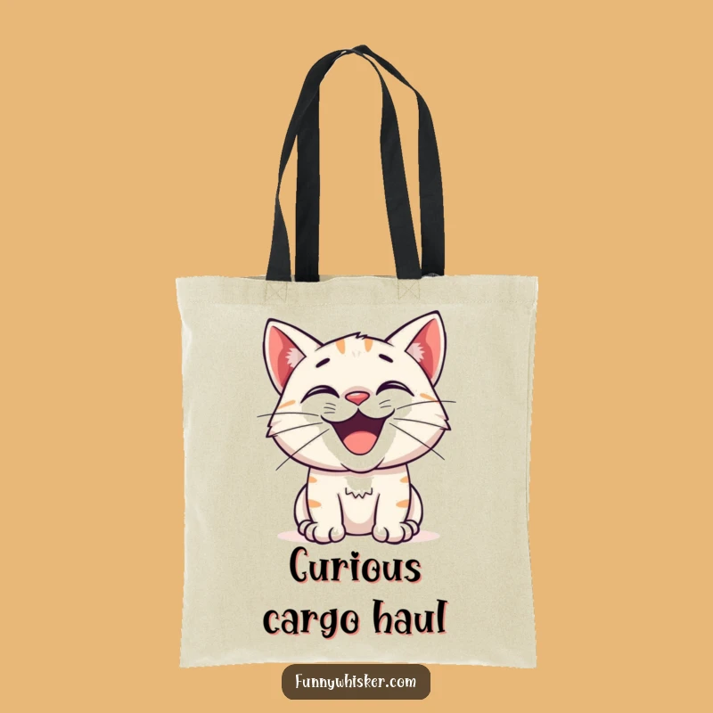 Funny Excited Cat Grin Tote Bag - Carry Curiosity with Humorous Style