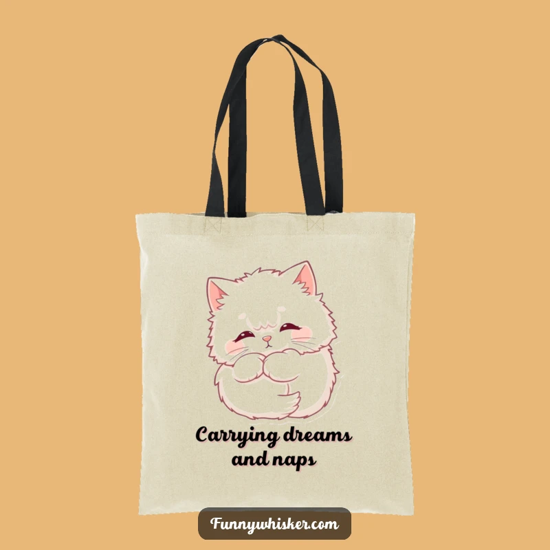 Funny Fluffy Cat Tote Bag - Whiskers Halo Style, Perfect Shopping Funny Gift