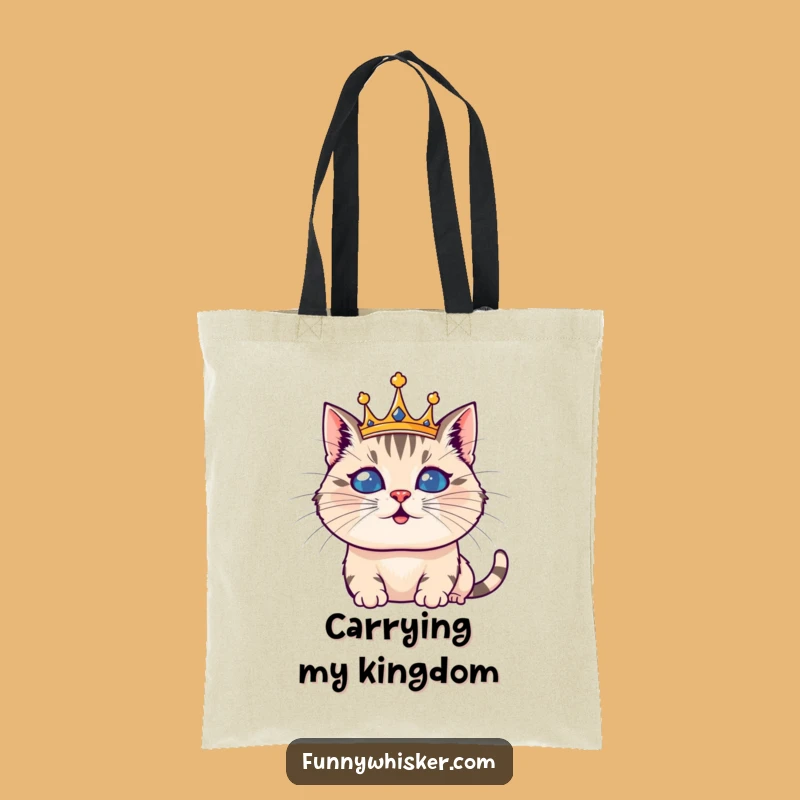 Funny Whiskered Crown Cat Tote Bag: Regal & Silly, Perfect Funny Gift Bag