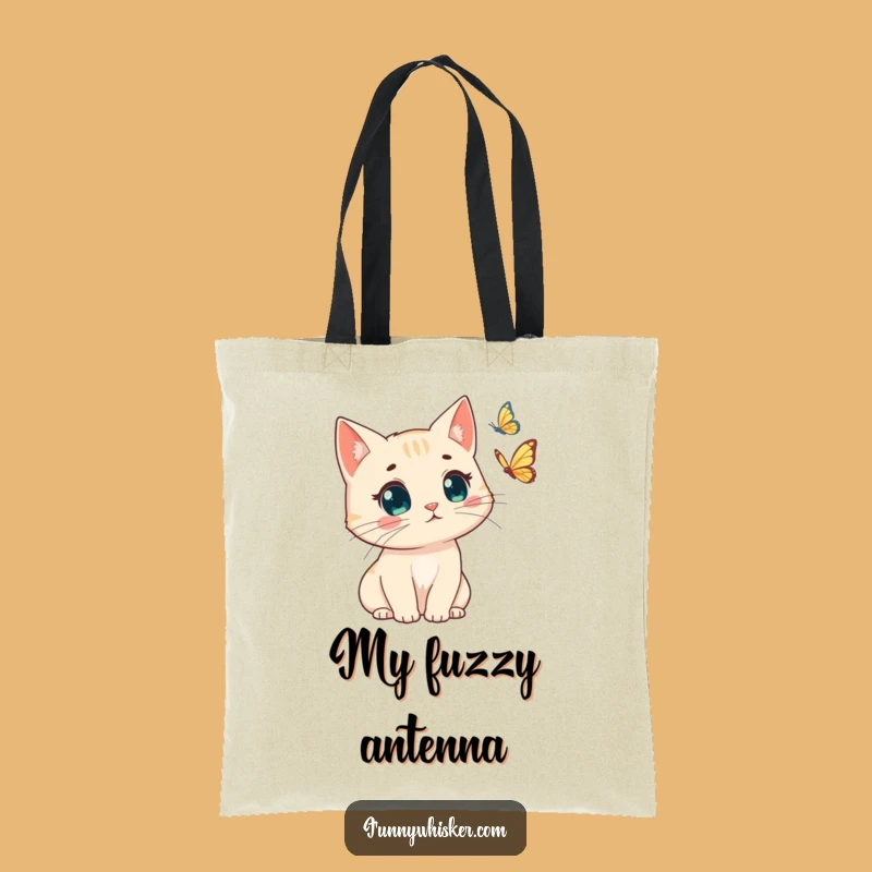 Funny Windswept Cat Tote Bag: Surprise Butterfly Carryall - Great Humorous Gift!